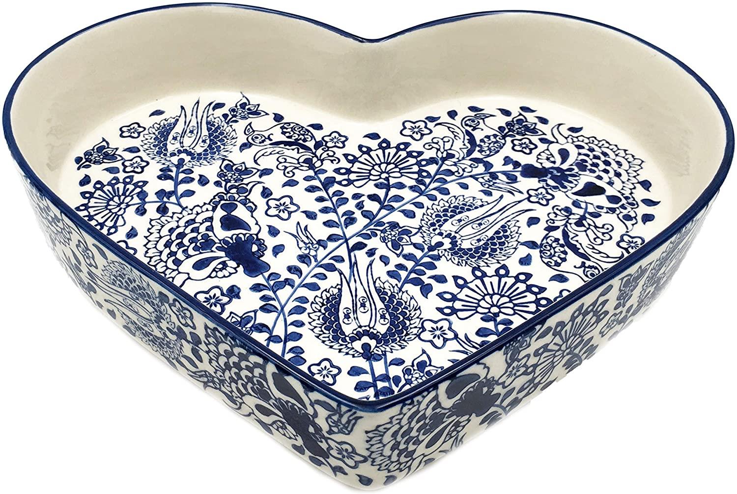Servierschale aus Keramik - Salatschüssel in Herzform Geeignet als Backform, Snackschüssel und Keramikschüssel