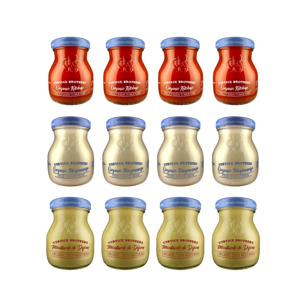 Bio Piccolo BBQ Grill Mix 12 x 65 g - Bio Ketchup & Bio Mayonnaise & Bio Senf - feine Saucen zum Probieren