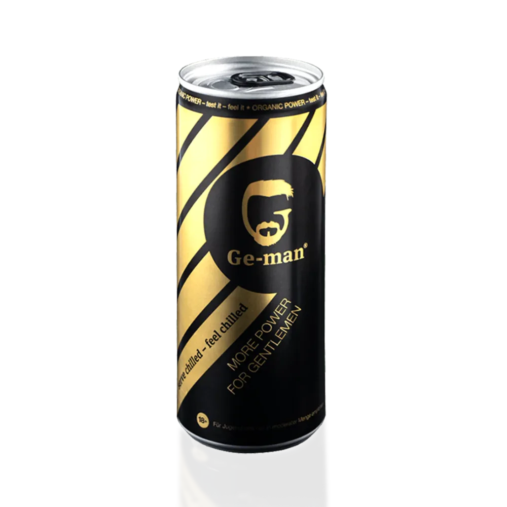 Ge-man Energy Drink - erfrischendes, energiespendendes Getränk, das dich motiviert durch den Tag kommen lässt.