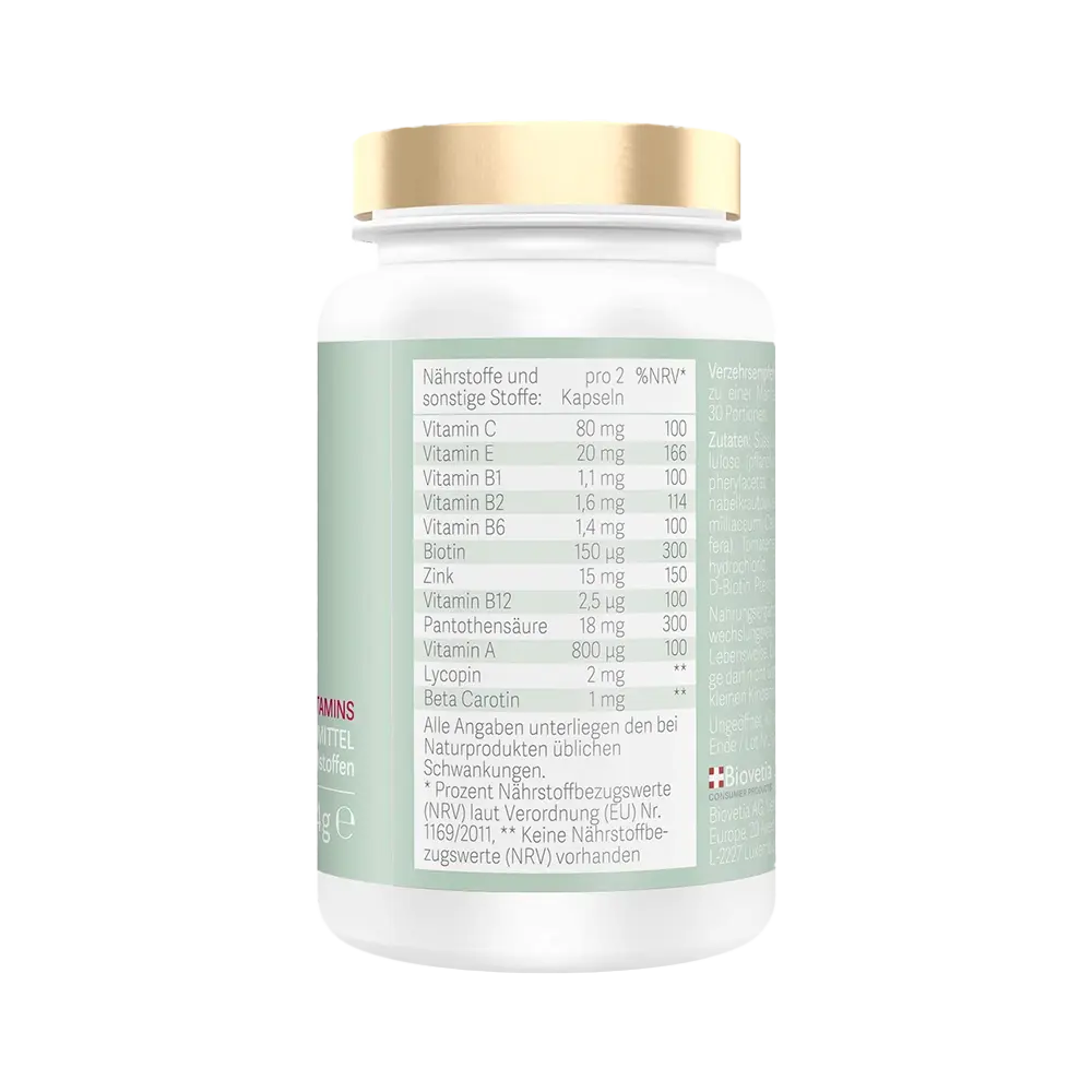 LoveYourSkin Kapseln, Haut Vitamine für ganzen Körper, 60 Kapseln ISO- und HACCP zertifiziert made in Germany