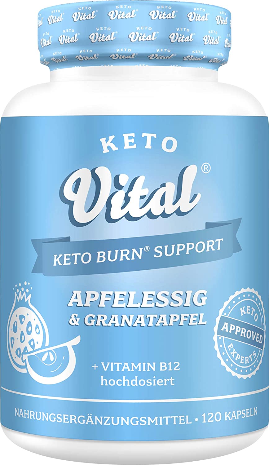 Keto Vital Keto Burn Support vegan mit Apfelessig und Granatapfel während ketogener Diät, 120 Kapseln im 2 Monatsvorrat