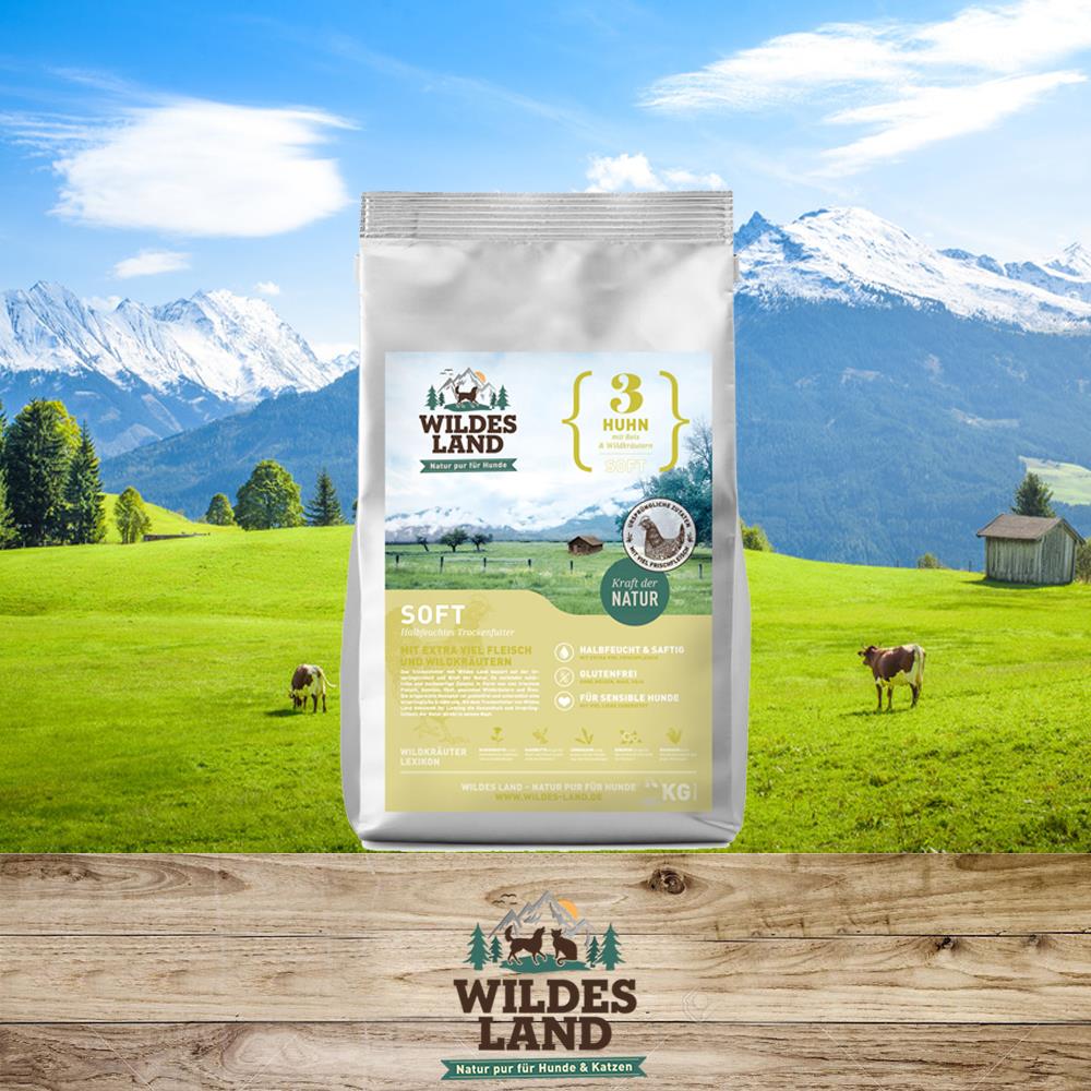 Wildes Land Soft Huhn mit Reis & Wildkräutern