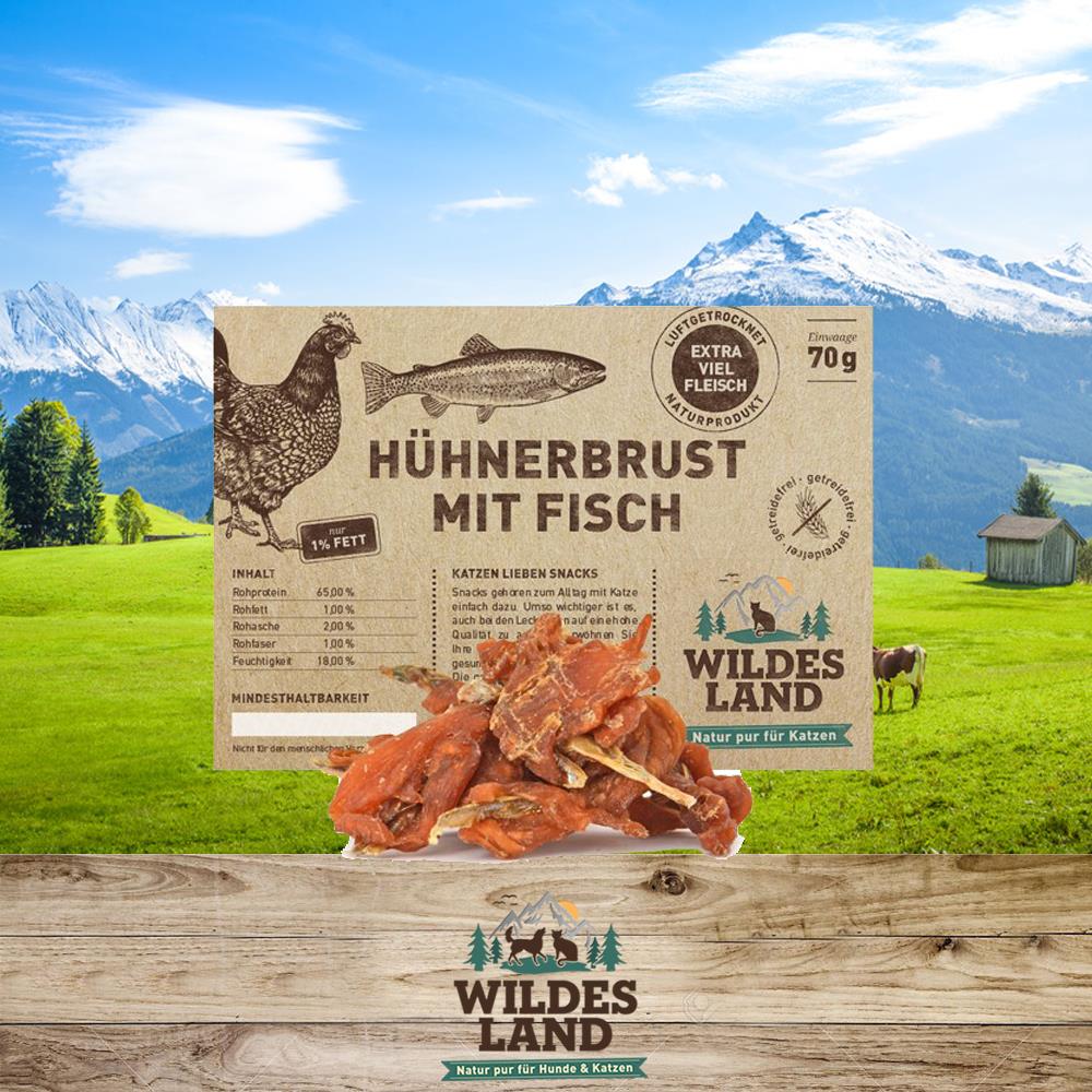 Wildes Land - Hühnerbrust mit Fisch 70 g