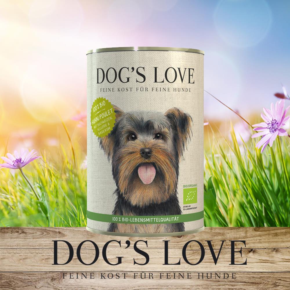 DOG'S LOVE Bio Huhn mit Buchweizen, Sellerie & Basilik
