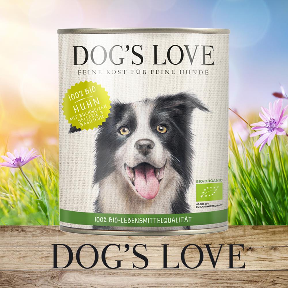 DOG'S LOVE Bio Huhn mit Buchweizen, Sellerie & Basilik