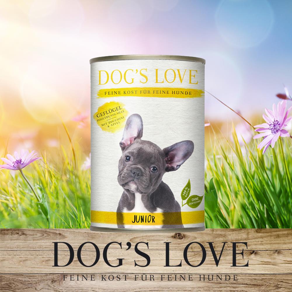 JUNIOR DOG'S LOVE Geflügel mit Zucchini & Apfel