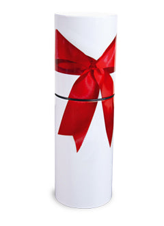 Präsentdose Metall weiß mit roter Schleife