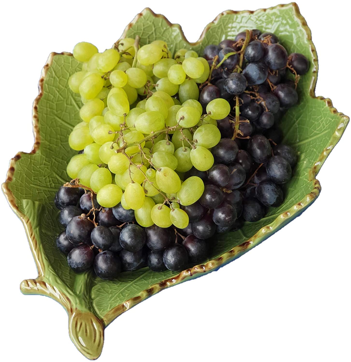 Grosse Obstschale Servierschale Dekoschale aus Keramik - Blattform Dekorativ Mediterraner Stil