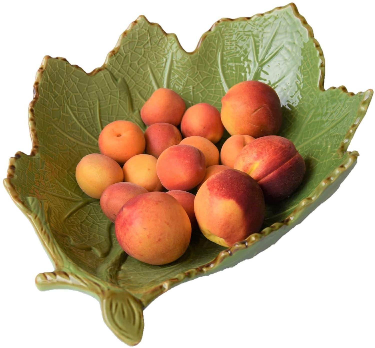 Grosse Obstschale Servierschale Dekoschale aus Keramik - Blattform Dekorativ Mediterraner Stil