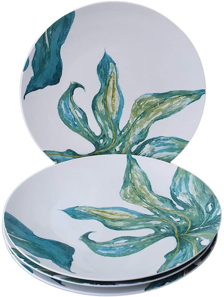 Porzellan Speiseteller Ø27 cm mit orientalischen Blattmotiven Design Green Love im 4er Set