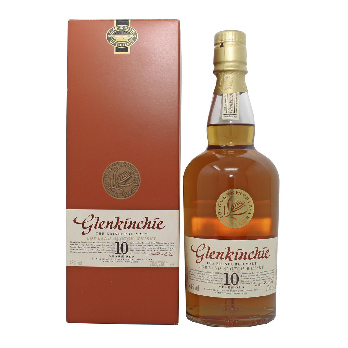 Glenkinchie 10 Years Old Classic Malts Alte Version 0,7L