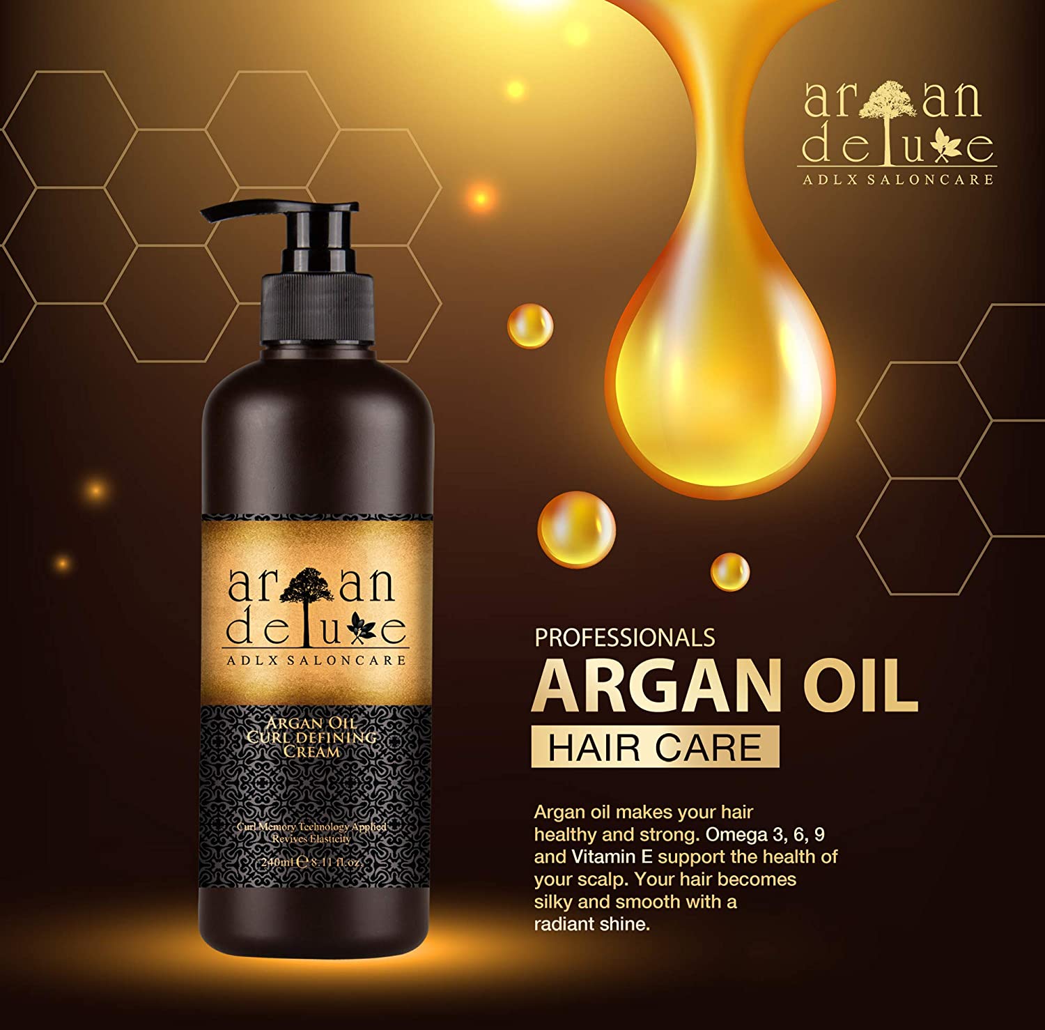 Argan Deluxe Curl Defining Cream | Lockenpflege-Creme für Glanz, Feuchtigkeit und Sprungkraft