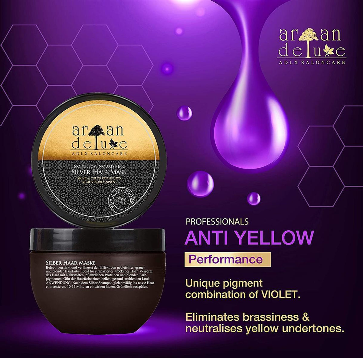 Argan Deluxe Silber-Haarmaske - Haar-Kur für extra seidige Strahlkraft