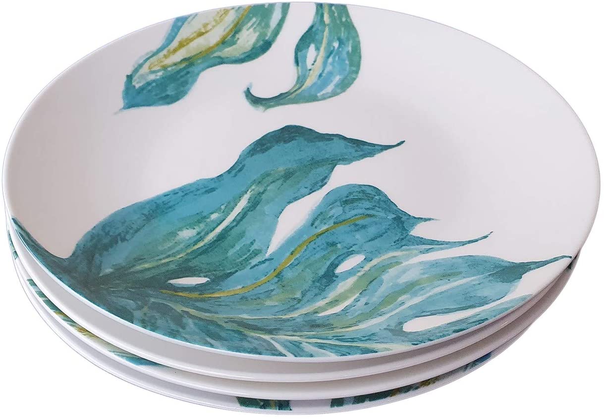 Porzellan Speiseteller Ø27 cm mit orientalischen Blattmotiven Design Green Love im 4er Set