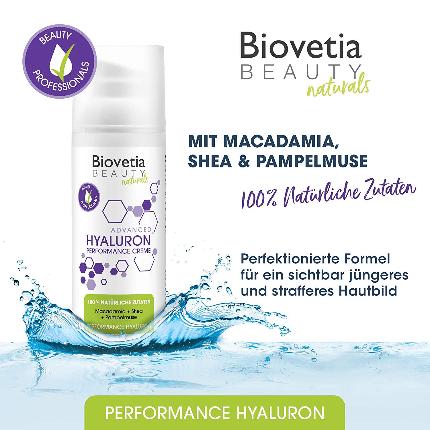 Beauty Advanced Hyaluron Serum Creme gegen Falten, 100% natürliche Hyaluron Creme und Anti Aging Revolution gegen Falten, Anti Aging Hyaluron Booster Formel, 50ml