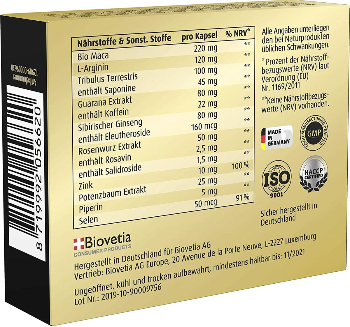 GOLD&#39;s Performance For Active Men, für Männer, kraftvoll für Liebe + Lust, Mit Potenz-Baum Extrakt, mehr Spaß weniger Frust, rezeptfrei, 20 Kapseln