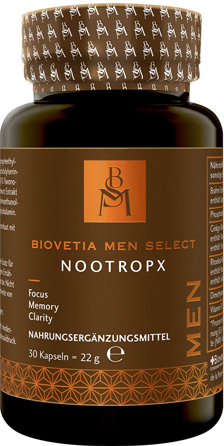 Men Select NootropX, Brain Performance Support für Ihn, Focus Memory Clarity, nur 1x täglich, 30 Kapseln