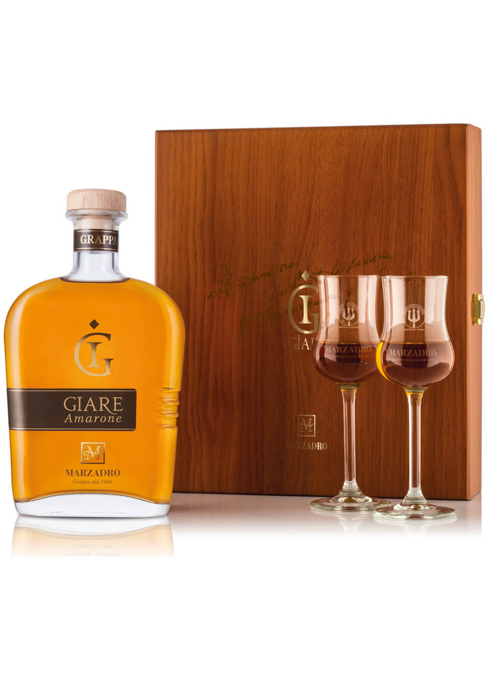 Geschenkset Marzadro Amarone mit 2 Grappa Gläser 0,7 L