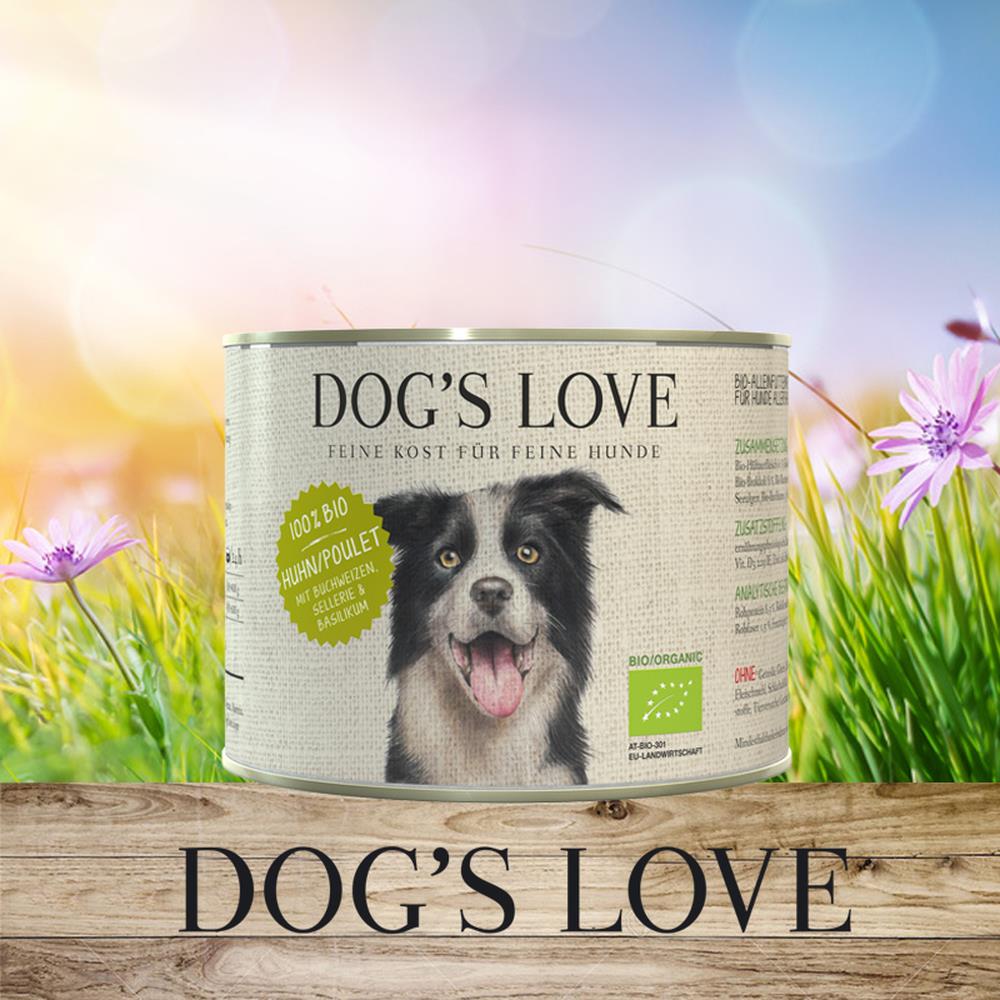 DOG&#39;S LOVE Bio Huhn mit Buchweizen, Sellerie &amp; Basilik