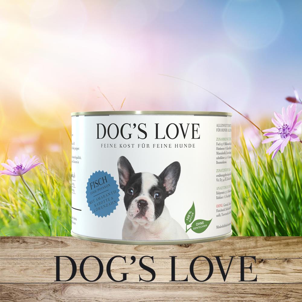DOG&#39;S LOVE Fisch mit Amaranth, Karotte &amp; Löwenzahn