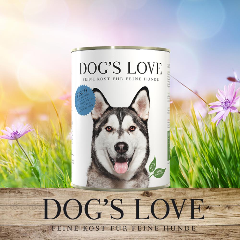 DOG&#39;S LOVE Fisch mit Amaranth, Karotte &amp; Löwenzahn