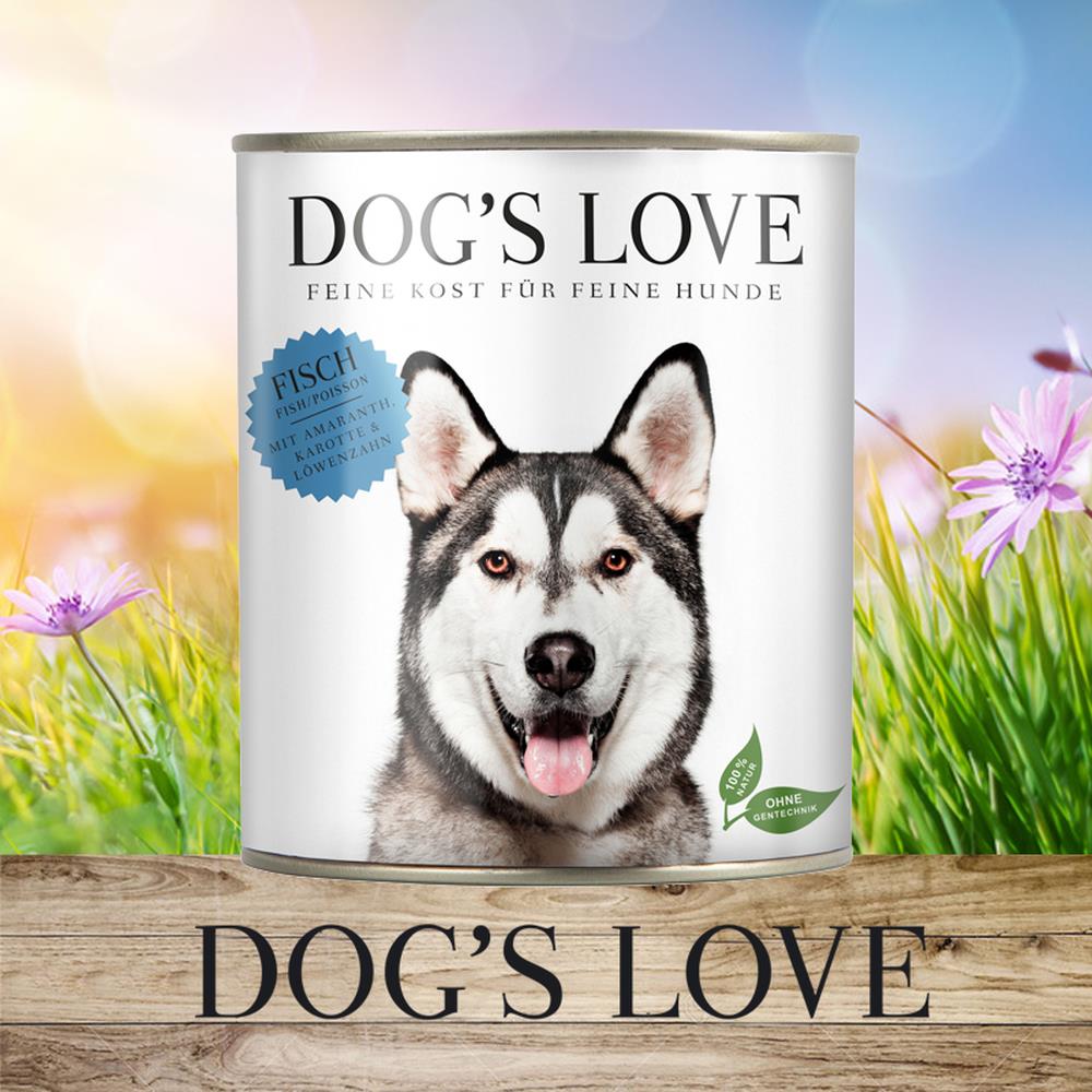 DOG&#39;S LOVE Fisch mit Amaranth, Karotte &amp; Löwenzahn