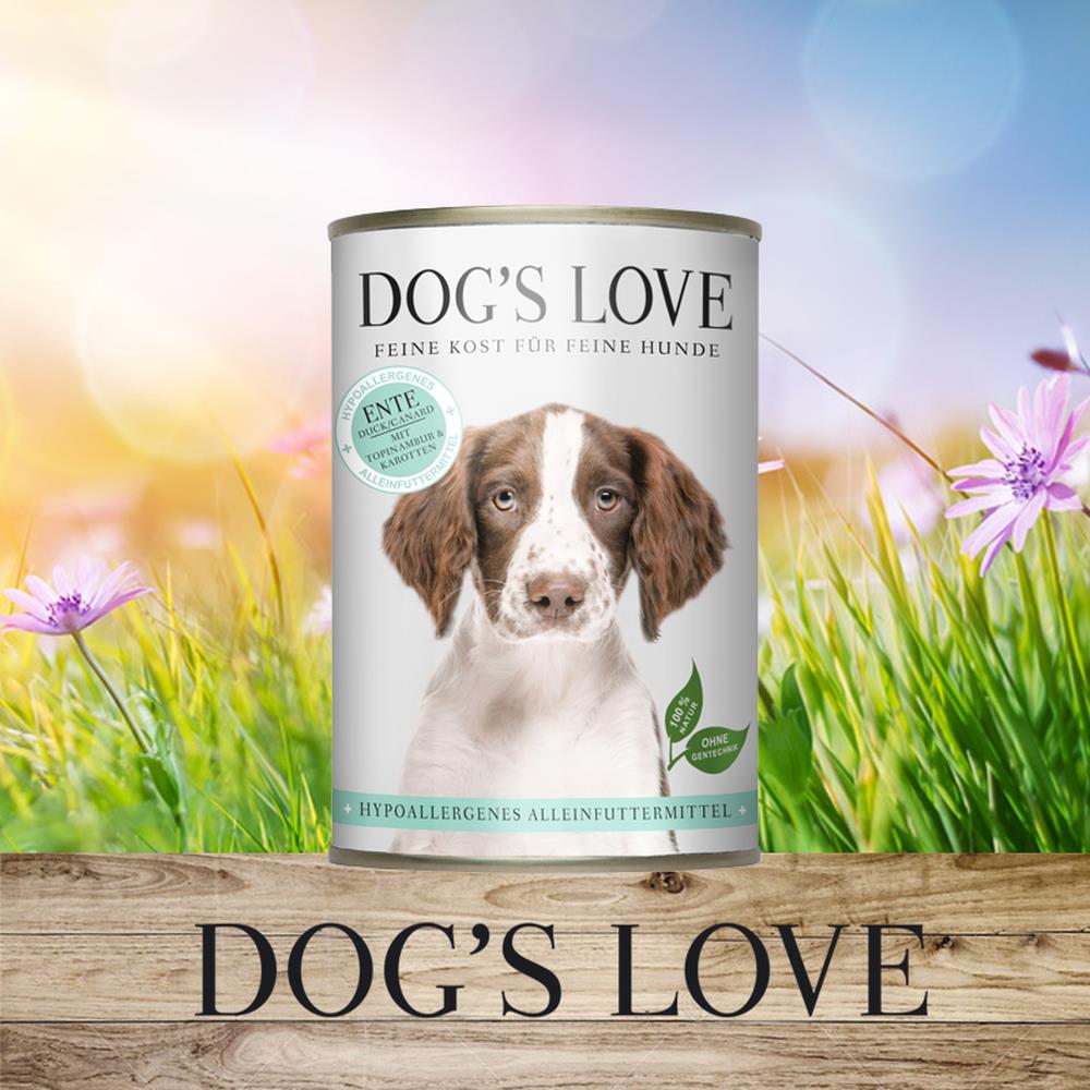 DOG&#39;S LOVE Hypoallergen Ente mit Topinambur &amp; Karotten 400 g
