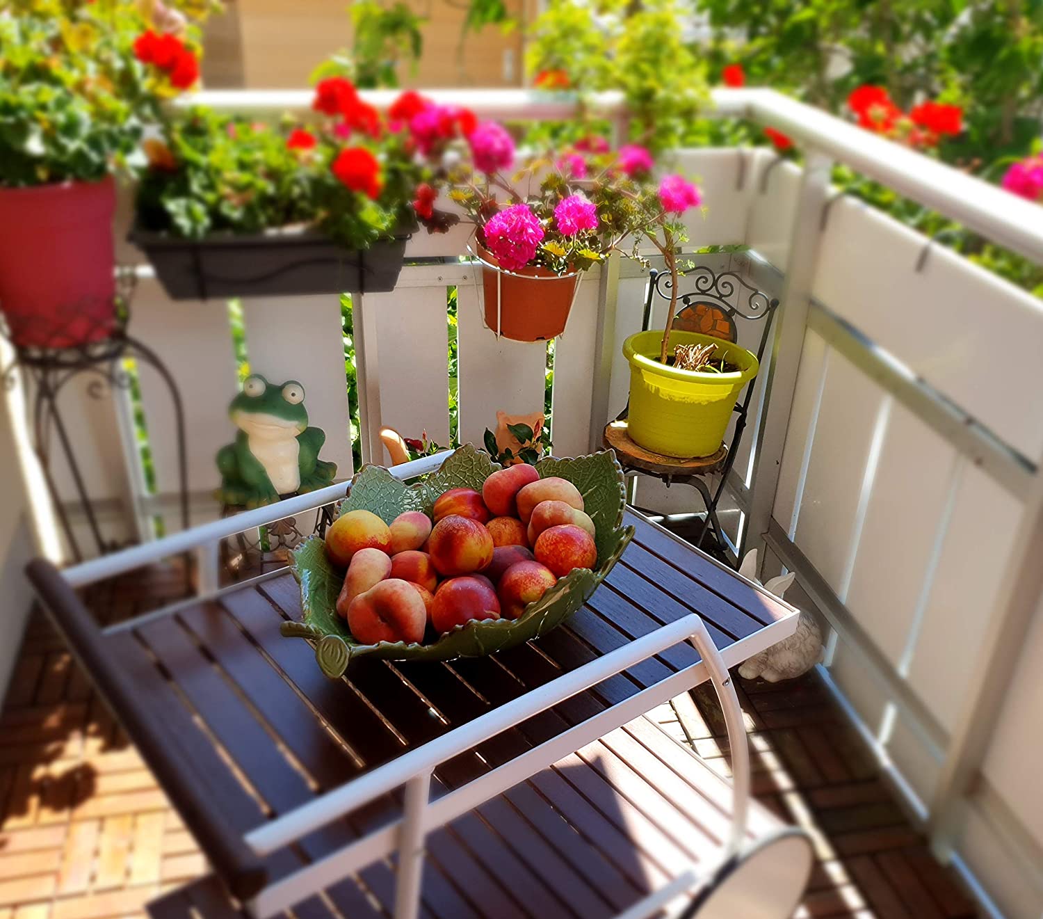 Grosse Obstschale Servierschale Dekoschale aus Keramik - Blattform Dekorativ Mediterraner Stil