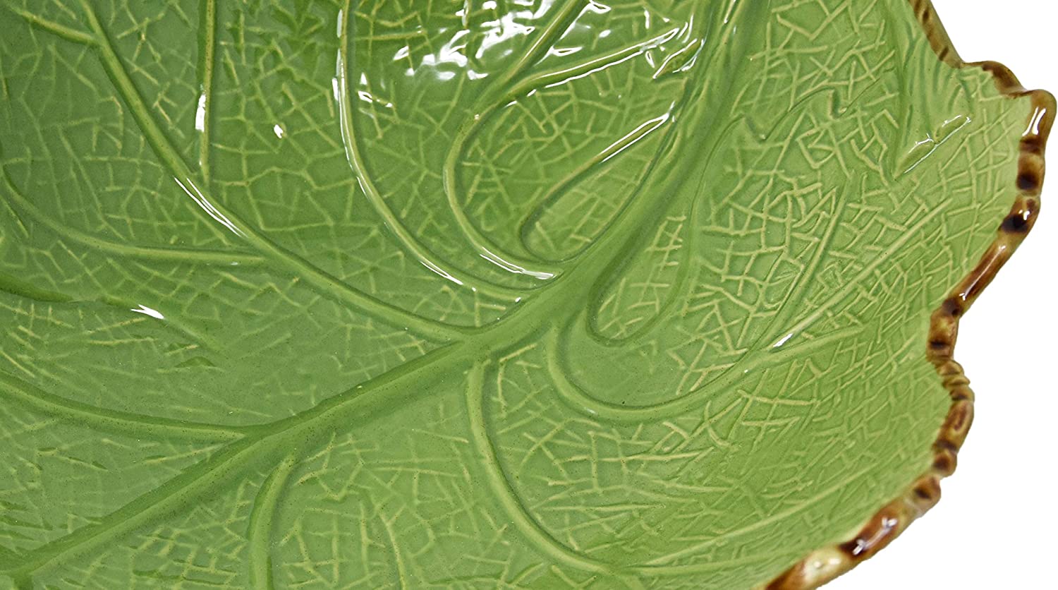 Grosse Obstschale Servierschale Dekoschale aus Keramik - Blattform Dekorativ Mediterraner Stil