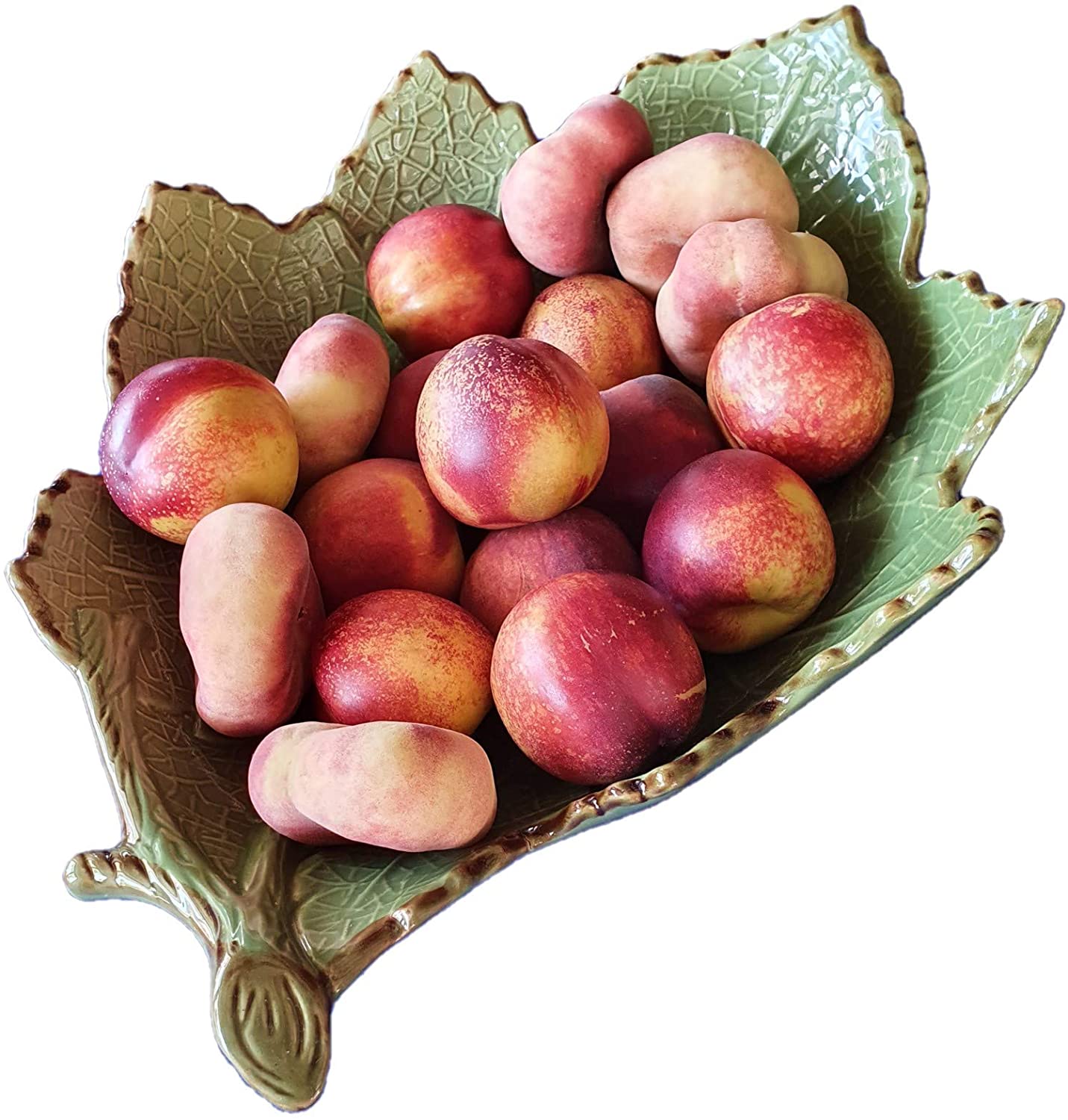 Grosse Obstschale Servierschale Dekoschale aus Keramik - Blattform Dekorativ Mediterraner Stil