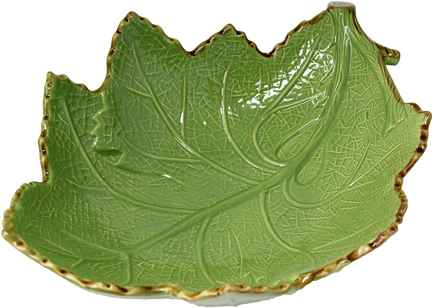 Grosse Obstschale Servierschale Dekoschale aus Keramik - Blattform Dekorativ Mediterraner Stil