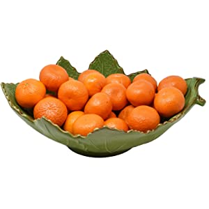 Grosse Obstschale Servierschale Dekoschale aus Keramik - Blattform Dekorativ Mediterraner Stil