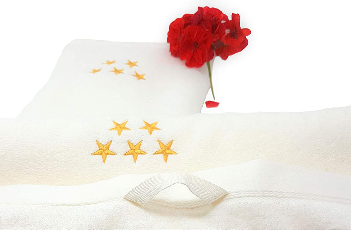 Bio Handtücher mit Stickerei Doppelpack 50x100 Creme-Weiss Bio-Baumwolle Oeko-TEX und GOTS Zertifiziert EU Produktion