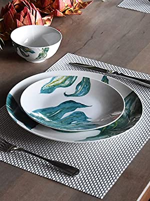 Grosse Porzellan Müslischale Suppenschale Reisschale Servierschale im 4er Set 600ml Ø15,5 cm Design Green Love
